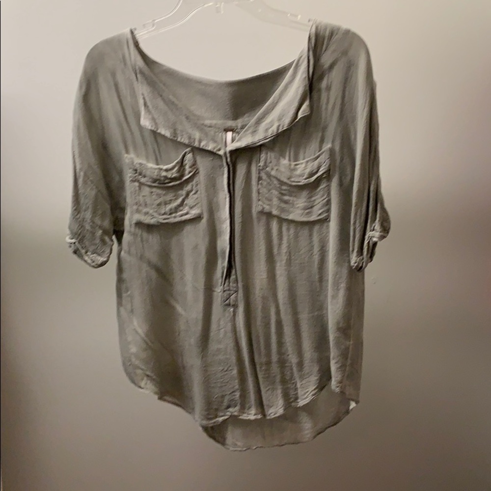 Free People green/gray top with front pockets